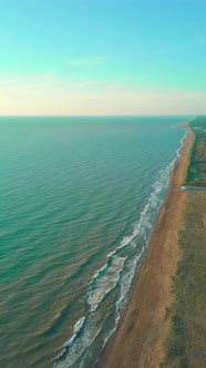 shooting from drone, on outskirts of Kobuleti with view of sea coast and beach.