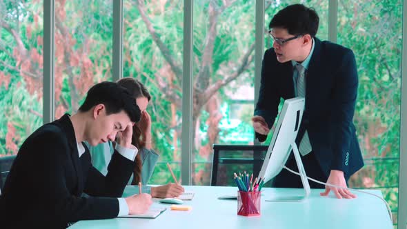 Angry Business Person Dispute Work Problem in Group Meeting