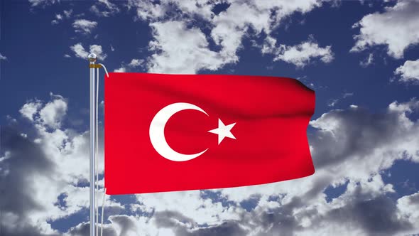 Turkey Flag Waving 4k