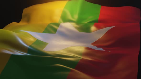 Myanmar Flag Low Angle View