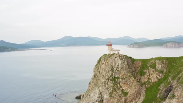 Lighthouse Baluzek on the Coast of the Sea of Japan