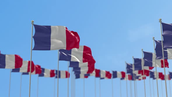 France Row Of Flags 3D Animation