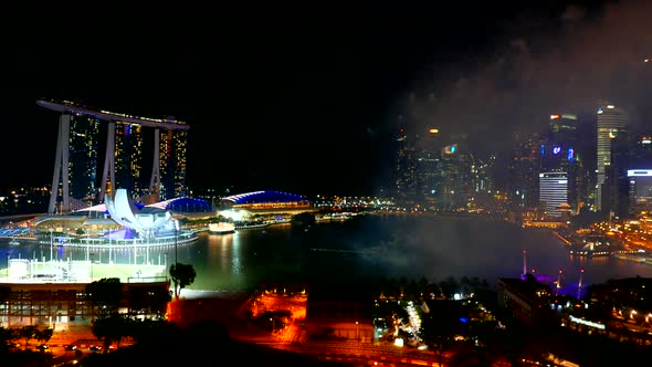 Beautiful colorful firework at Singapore city