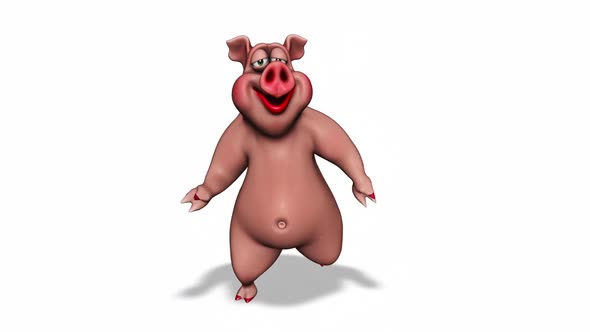 Cartoon 3D Pig Dance  Looped on White