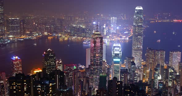 Hong Kong urban city at night