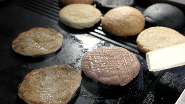 Spatula and Burger Meat.