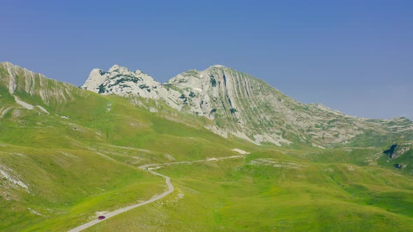 National Park Durmitor Aerial Videw of Prutash Mountain a Mountain Pass in Montenegro