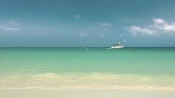 Sailboat on North Beach, Miami, Florida, United States.