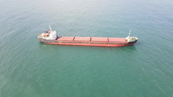 Aerial Cargo Ship On Sea