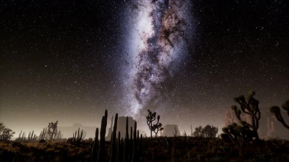 Hyperlapse in Death Valley National Park Desert Moonlit Under Galaxy Stars