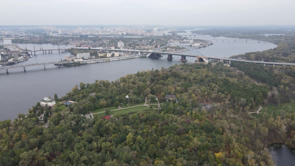 The Main River of Ukraine - Dnipro Near Kyiv. Slow Motion