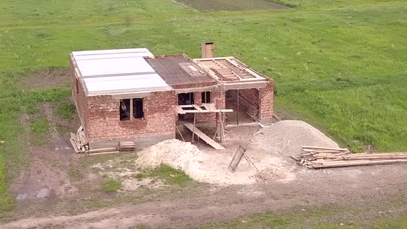 Aerial View of Private House Under Construction