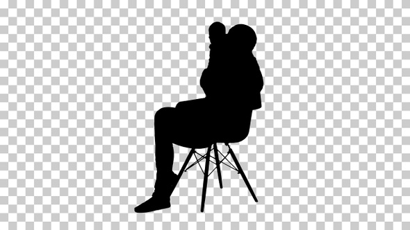 Silhouette  mother sitting , Alpha Channel