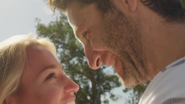 Young couple in love smiling