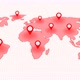 Red Color World Map Location Tracking Animated On White Background - VideoHive Item for Sale