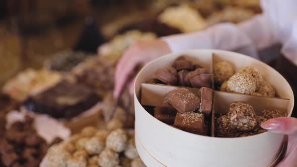 Chocolate Sweets At Confectionery Shop Closeup