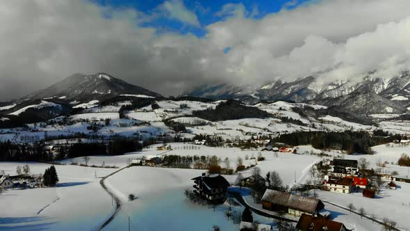 Drone Video of Mountains in Winter in Austria 