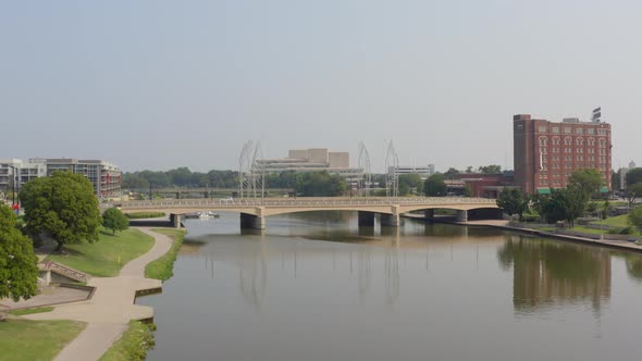 Slow rise over the West Douglas Ave Bridge in Wichita