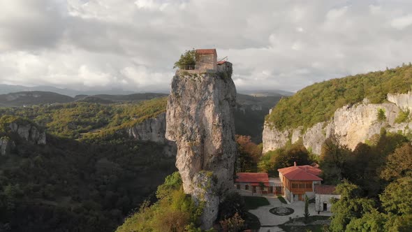 Katskhi Pillar Monastery on the Top of a Limestone Pillar Near Chiatura Georgia