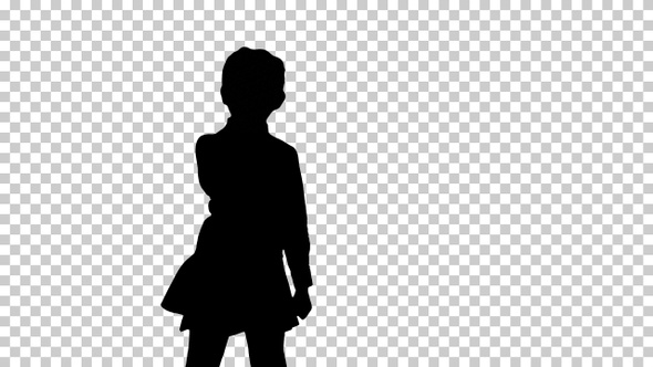 Silhouette  girl singing , Alpha Channel