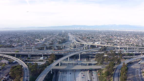 traffic round road junction aerial