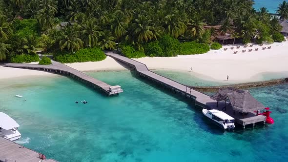 Aerial drone landscape of coastline beach by sea and sand background