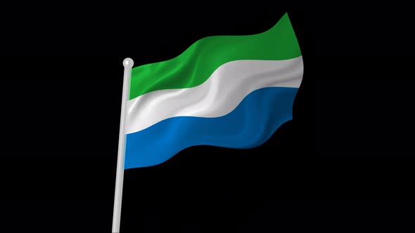 Sierra Leone Flag Flying Animated Black Background