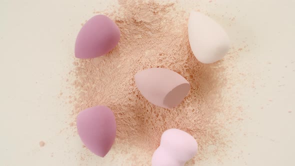 Makeup Sponges Makeup Brush on Beige Background