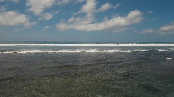 Water Surface with Big Waves, Aerial view.Bali.