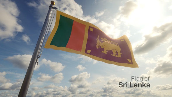 Sri Lanka Flag on a Flagpole