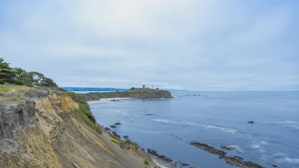 time lapse: far away view of the pillar point in half moon bay