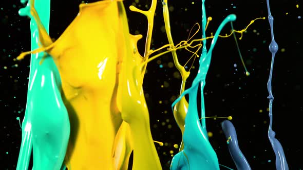 Colorful Splashing Paint in Super Slow Motion