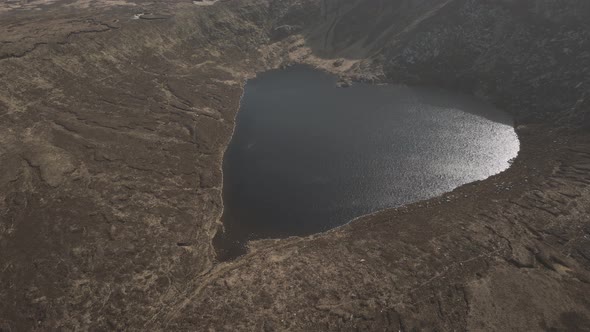 Aerial View Of Lough Ouler Lake At Summer In Wicklow Mountains, Ireland.