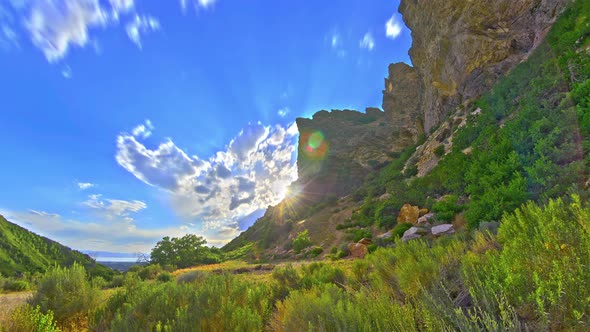 Time-lapse of lush canyon