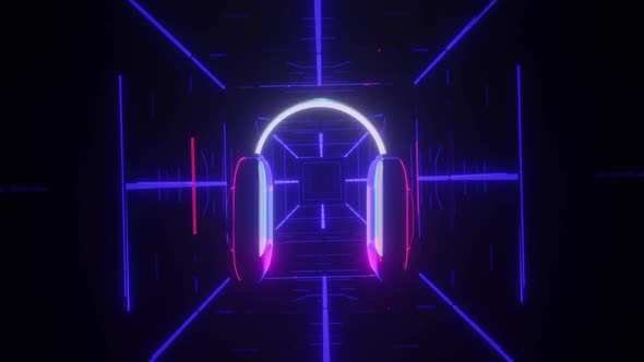 3d Render Colorful Glowing Headphones