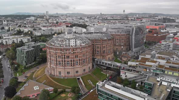 Gasometer Buildings Vienna From Above