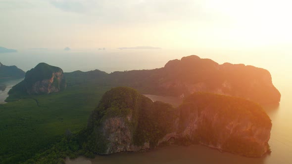 Aerial view from a drone flying over the bay.