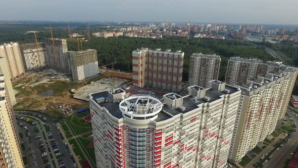 the exterior of the new modern school in the modern residential district,exterior