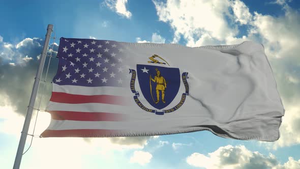 Flag of USA and Massachusetts State / Videohive