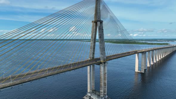 Landmark Cable Bridge at downtown Manaus Amazonas Brazil.