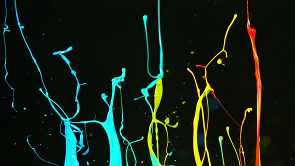 Colorful Splashing Paint in Super Slow Motion