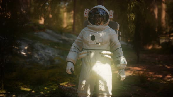 Lonely Astronaut in Dark Forest