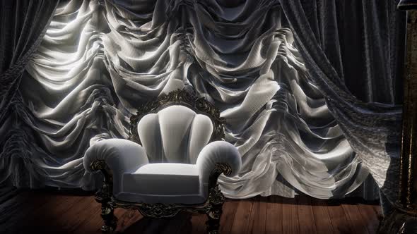 Luxurious Theater Curtain Stage with Chair alt