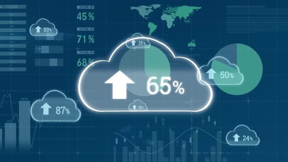 Upload progress clouds and interface with graphs and data alt