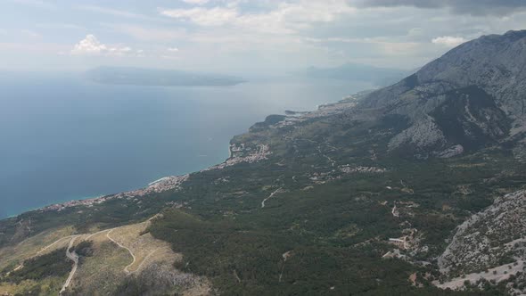 Aerial View of the Sea Coast of Croatia From the Biokovo Nature Park