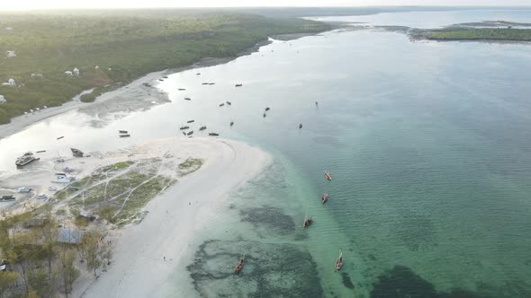 Zanzibar Tanzania  Aerial View of the Ocean Near the Shore of the Island Slow Motion