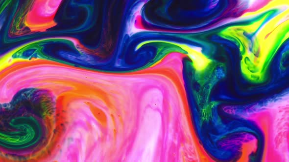 Psychedelic Color Spreading Paint Swirling And Explosion