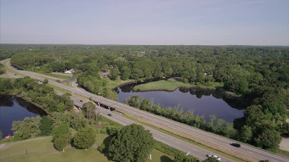 Highway near lake