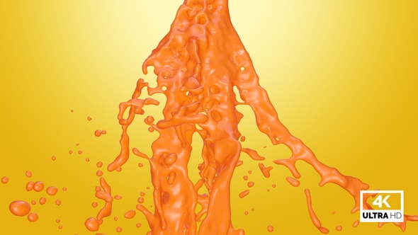 Orange Juice Splash And Pouring