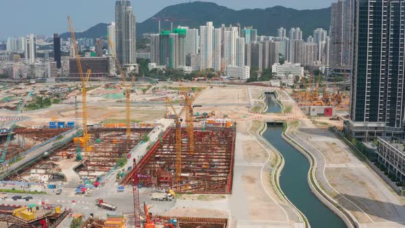 Top down view of construction site in Hong Kong